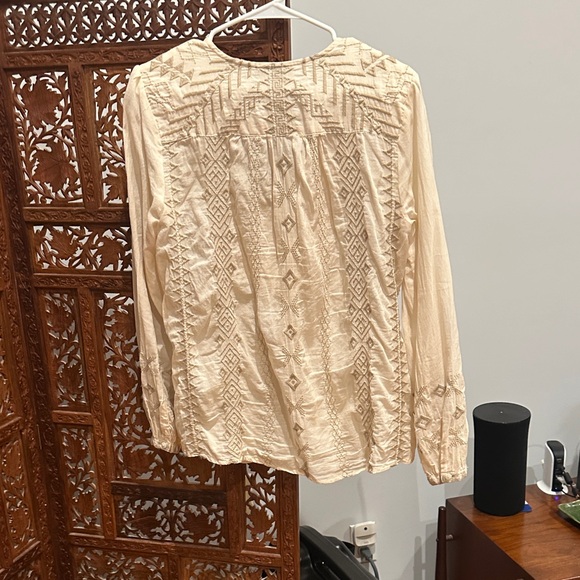 Johnny Was Cream Embroidered Blouse - Picture 2 of 3